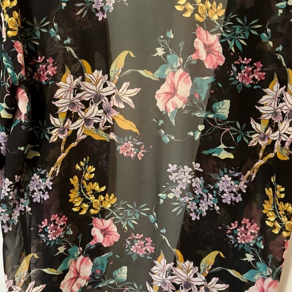Divided| H&M| Pretty Floral on Black Multicolour Sheer Kimono Wrap Sz S - Picture 5 of 7